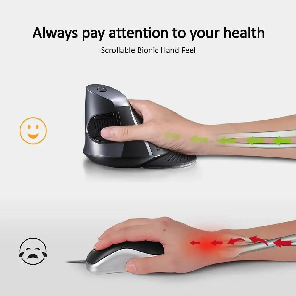 Black Ergonomic Design Office Vertical Mouse 6 Buttons 600/1000/1600 DPI Right Hand Mice With Wrist Mat Better Performance Mouse For PC Desktop Laptop