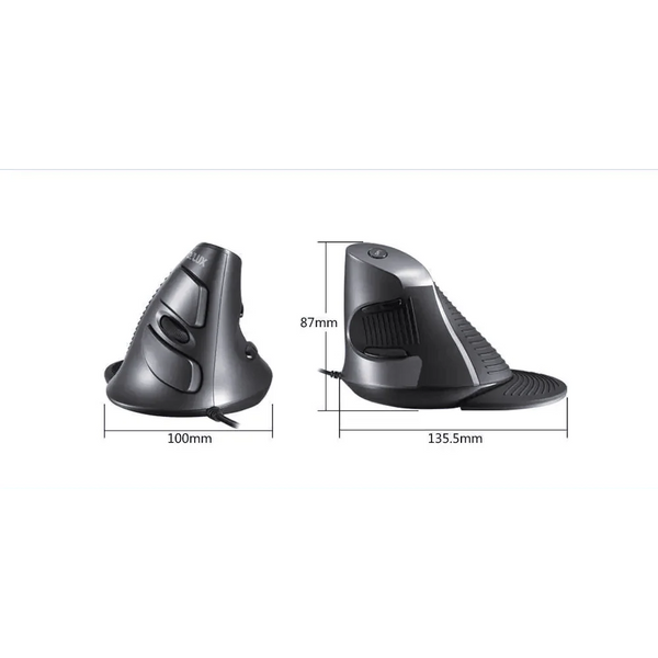 Black Ergonomic Design Office Vertical Mouse 6 Buttons 600/1000/1600 DPI Right Hand Mice With Wrist Mat Better Performance Mouse For PC Desktop Laptop