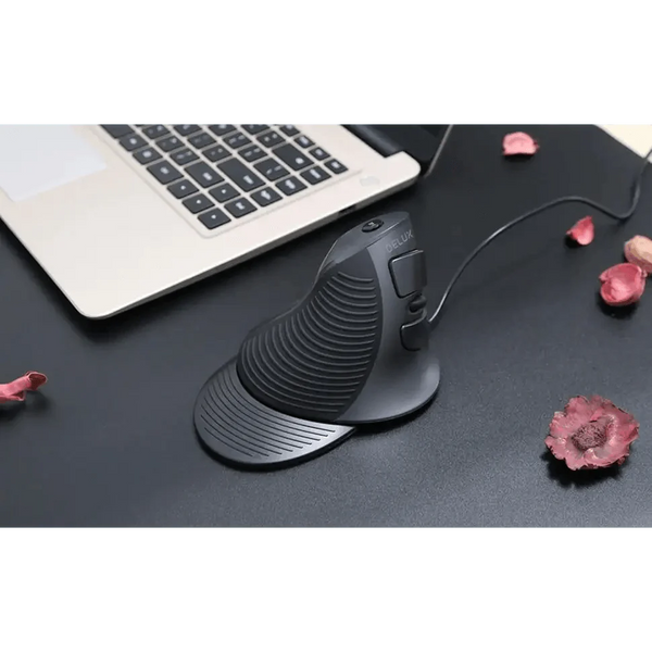 Black Ergonomic Design Vertical Mouse Adjustable DPI Optical Right Hand Mouse Reduce Wrist Pain 6 Buttons Modern Mouse For Computers Laptops PC
