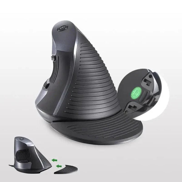 Black Ergonomic Design Vertical Mouse Adjustable DPI Optical Right Hand Mouse Reduce Wrist Pain 6 Buttons Modern Mouse For Computers Laptops PC