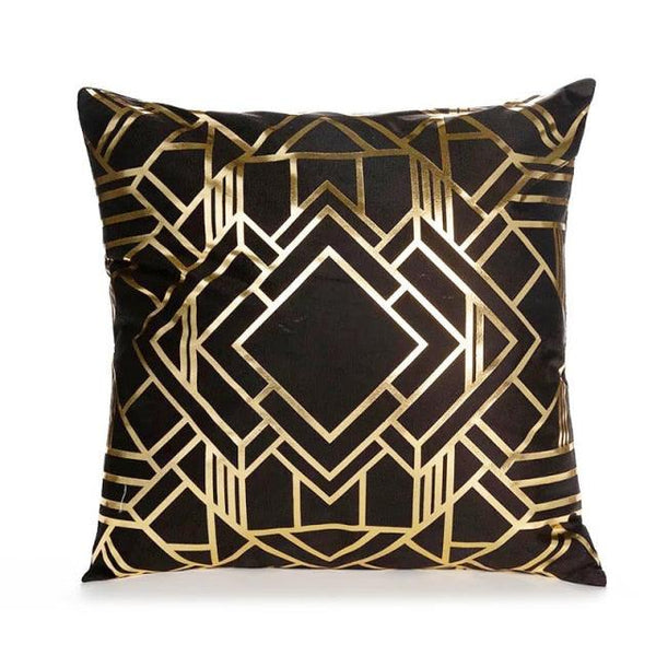 Black Gold Pillow Geometric Cushion Hot Pillows For Chairs Seat Pillowcase Black Striped Pillow Case  Luxury Soft Cushion Covers Decor Home Livingroom Decoration 45x45CM