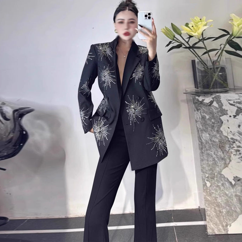 Black high-end suit jacket for women loose fitting suit for women