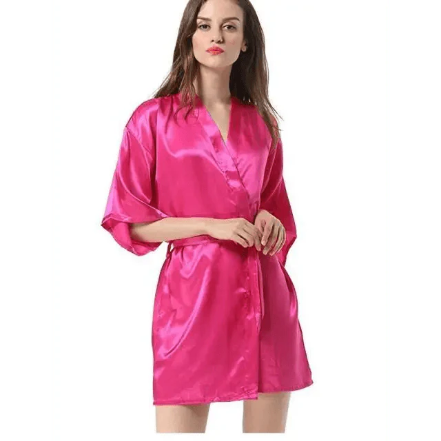 Black Lightweight Elegant Faux Silk Bathrobes For Women V Neck Design  Bridesmaid Bathrobe Wedding  Short Women Bathrobes
