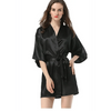 Black Lightweight Elegant Faux Silk Bathrobes For Women V Neck Design  Bridesmaid Bathrobe Wedding  Short Women Bathrobes