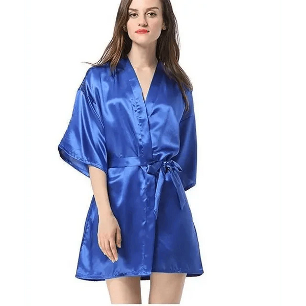 Black Lightweight Elegant Faux Silk Bathrobes For Women V Neck Design  Bridesmaid Bathrobe Wedding  Short Women Bathrobes