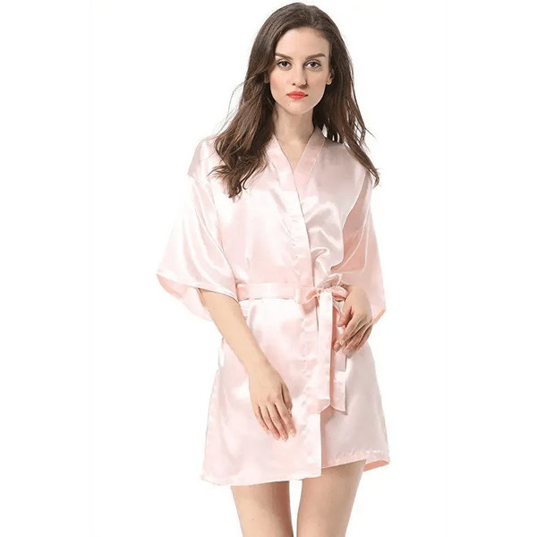 Black Lightweight Elegant Faux Silk Bathrobes For Women V Neck Design  Bridesmaid Bathrobe Wedding  Short Women Bathrobes