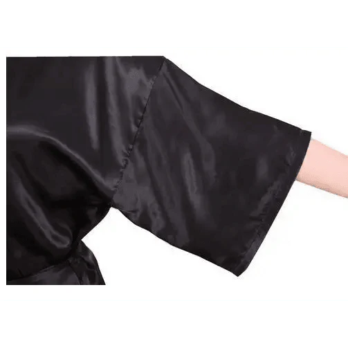 Black Lightweight Elegant Faux Silk Bathrobes For Women V Neck Design  Bridesmaid Bathrobe Wedding  Short Women Bathrobes