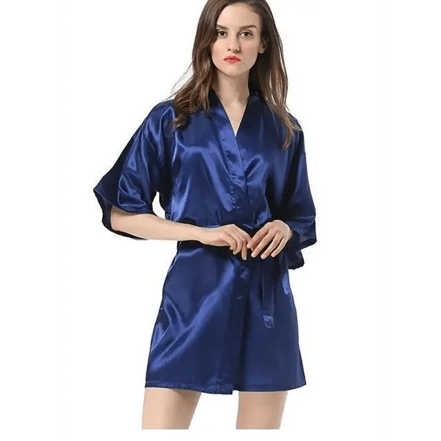 Black Lightweight Elegant Faux Silk Bathrobes For Women V Neck Design  Bridesmaid Bathrobe Wedding  Short Women Bathrobes