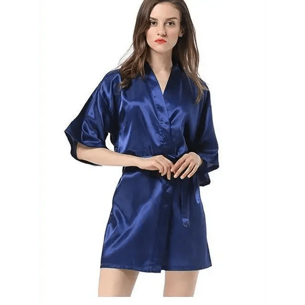 Black Lightweight Elegant Faux Silk Bathrobes For Women V Neck Design  Bridesmaid Bathrobe Wedding  Short Women Bathrobes