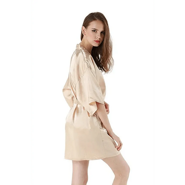 Black Lightweight Elegant Faux Silk Bathrobes For Women V Neck Design  Bridesmaid Bathrobe Wedding  Short Women Bathrobes