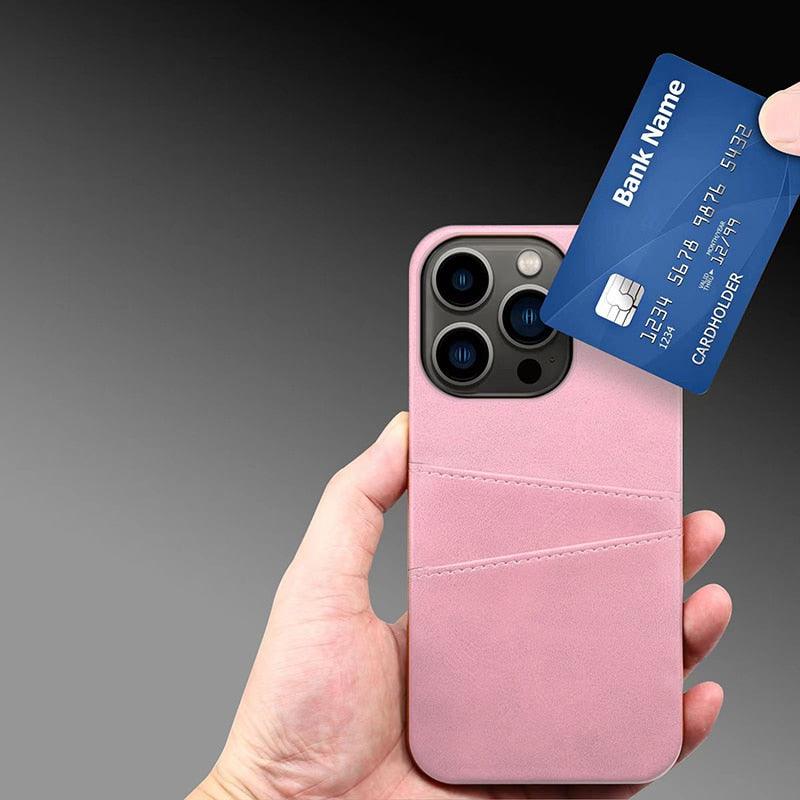 Black Luxury Men Card Holder Case for iPhone Business Classic Leather Wallet Case for iphone 12 13 14 Pro Max Phone Cover PU Leather Wallet Case with Card Pockets Back Cover