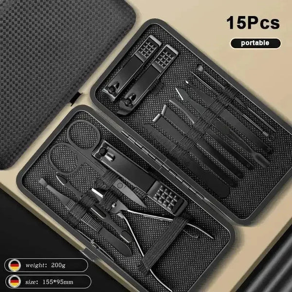Black Manicure Nail Clipper Set Case