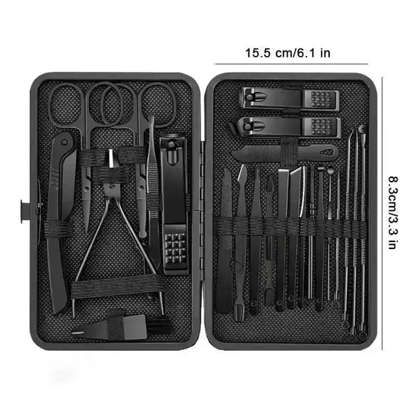 Black Manicure Nail Clipper Set Case