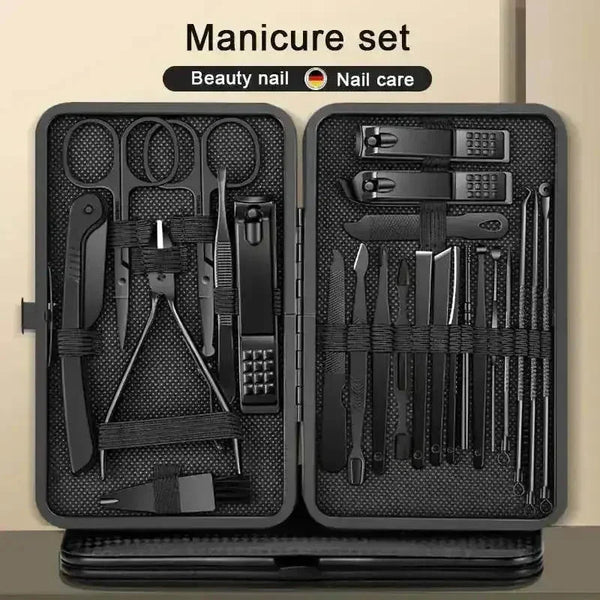 Black Manicure Nail Clipper Set Case