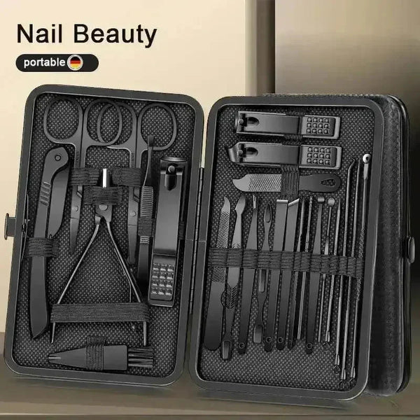 Black Manicure Nail Clipper Set Case
