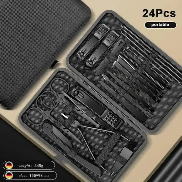 Black Manicure Nail Clipper Set Case