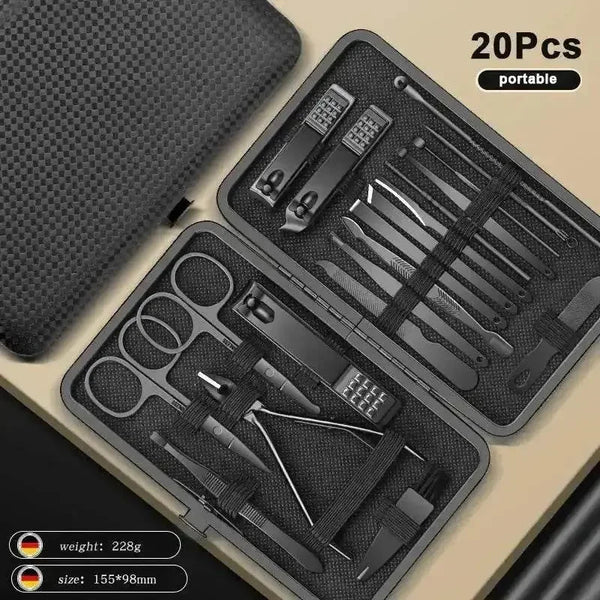 Black Manicure Nail Clipper Set Case