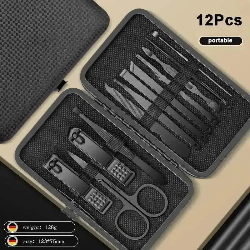 Black Manicure Nail Clipper Set Case