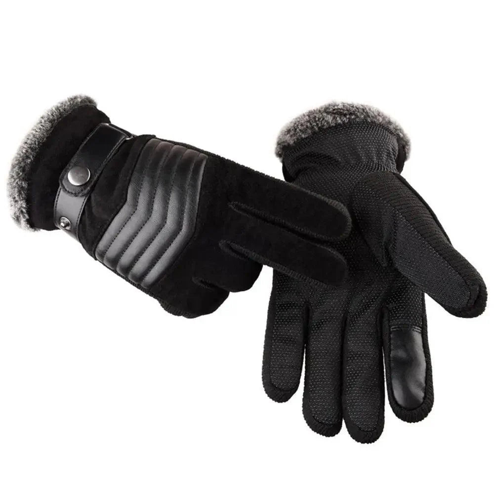Black Men Leather Touchscreen Gloves Winter Retro Driving Comfortable Warm Gloves Elegant Design Men Fashion Outdoor Gloves Cold Weather Gloves For Cycling & Driving