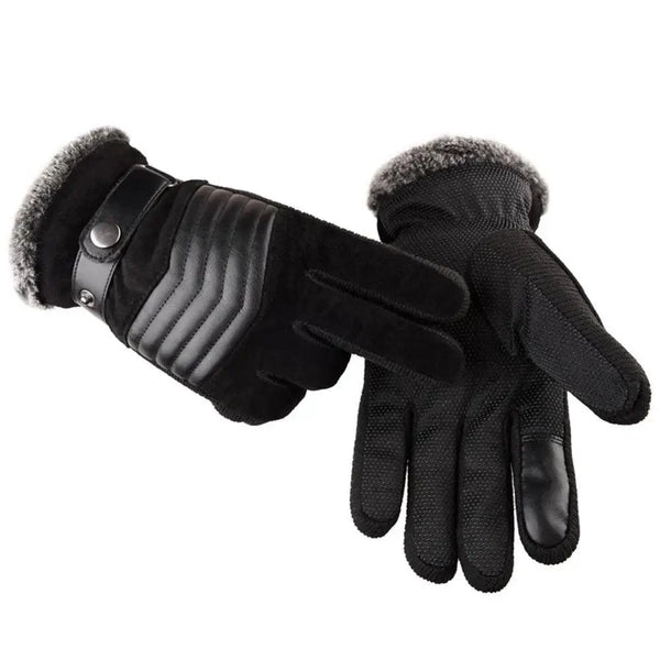Black Men Leather Touchscreen Gloves Winter Retro Driving Comfortable Warm Gloves Elegant Design Men Fashion Outdoor Gloves Cold Weather Gloves For Cycling & Driving