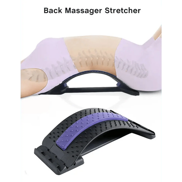 Black Purple Back Stretching Device Muscle Back Massage Relax Stretcher Posture Therapy Back Stretch Spine Pain Relief Stretcher Support Lower And Upper Muscle Pain Relief