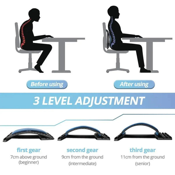 Black Purple Back Stretching Device Muscle Back Massage Relax Stretcher Posture Therapy Back Stretch Spine Pain Relief Stretcher Support Lower And Upper Muscle Pain Relief