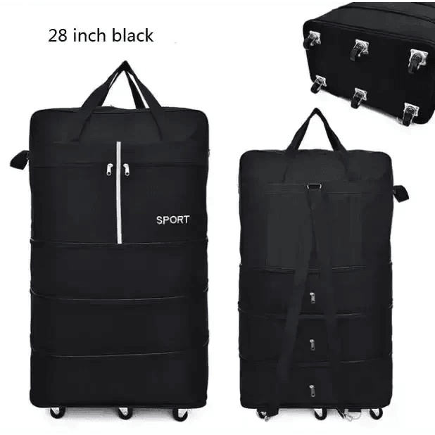 Black Rolling Foldable Luggage Bag Ultimate Travel Companion