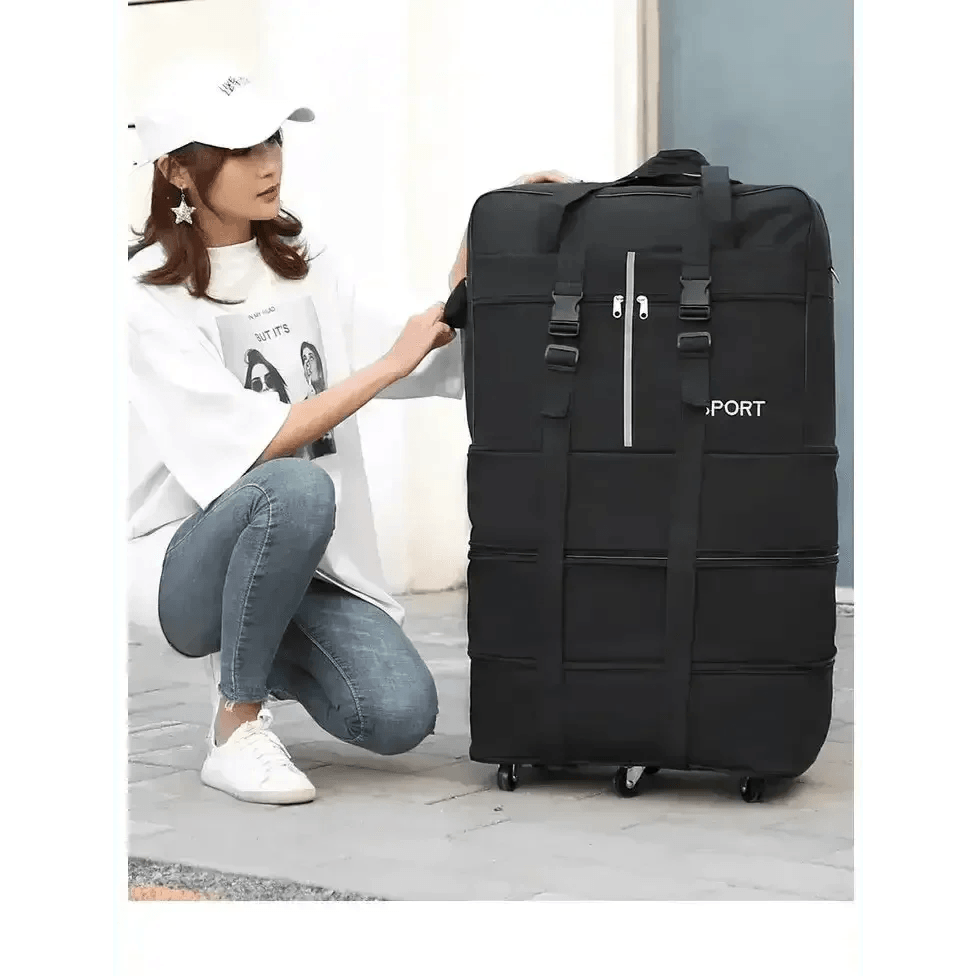 Black Rolling Foldable Luggage Bag Ultimate Travel Companion