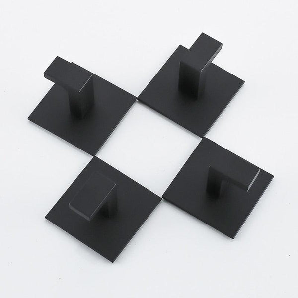 Black Self-Adhesive Wall Hooks For Hanging Keys Clothes Hanger Door Robe Hook Coat Rack Towel Holder Bathroom Accessories Matte Black Finish Wall Mount Coat Hat Door Hook Hanger Bathroom Accessories