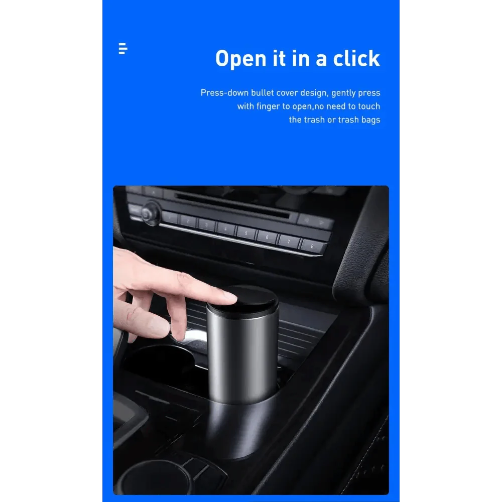 Black Small Trash Bin Garbage Can For Car Waste Rubbish Basket Organizer Storage Holder Car Accessories