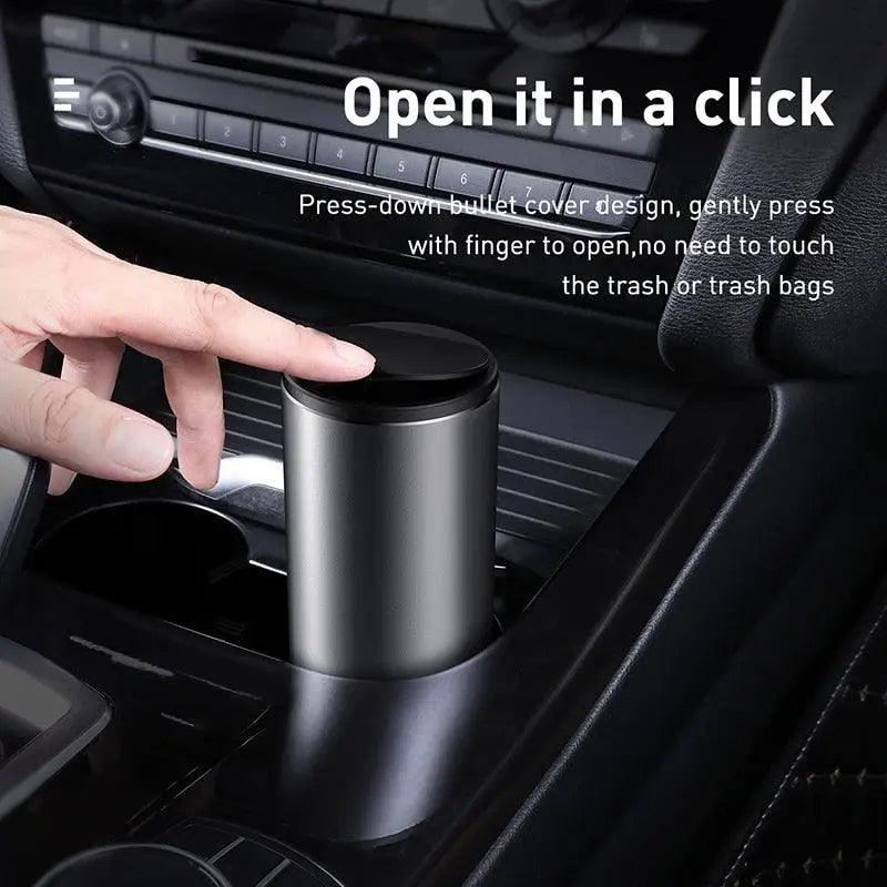 Black Small Trash Bin Garbage Can For Car Waste Rubbish Basket Organizer Storage Holder Car Accessories
