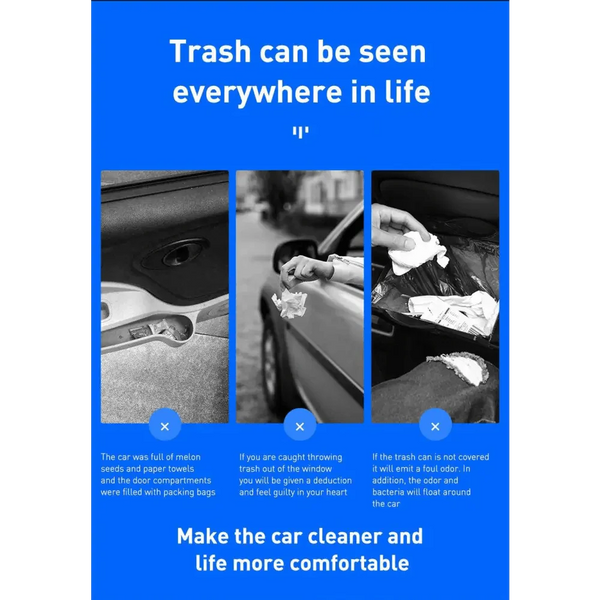 Black Small Trash Bin Garbage Can For Car Waste Rubbish Basket Organizer Storage Holder Car Accessories