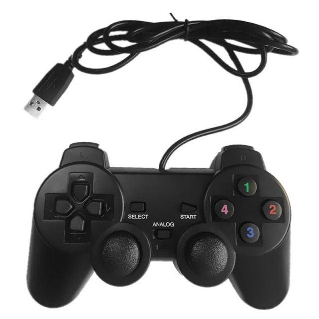 Black Solid Wired Vibration Joystick Gamepad Handle Controller Compatible With PC Laptop Computer