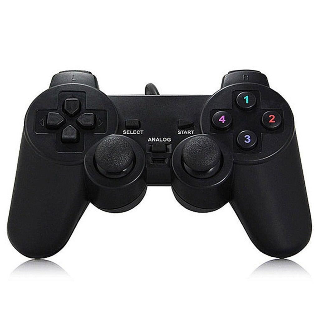 Black Solid Wired Vibration Joystick Gamepad Handle Controller Compatible With PC Laptop Computer