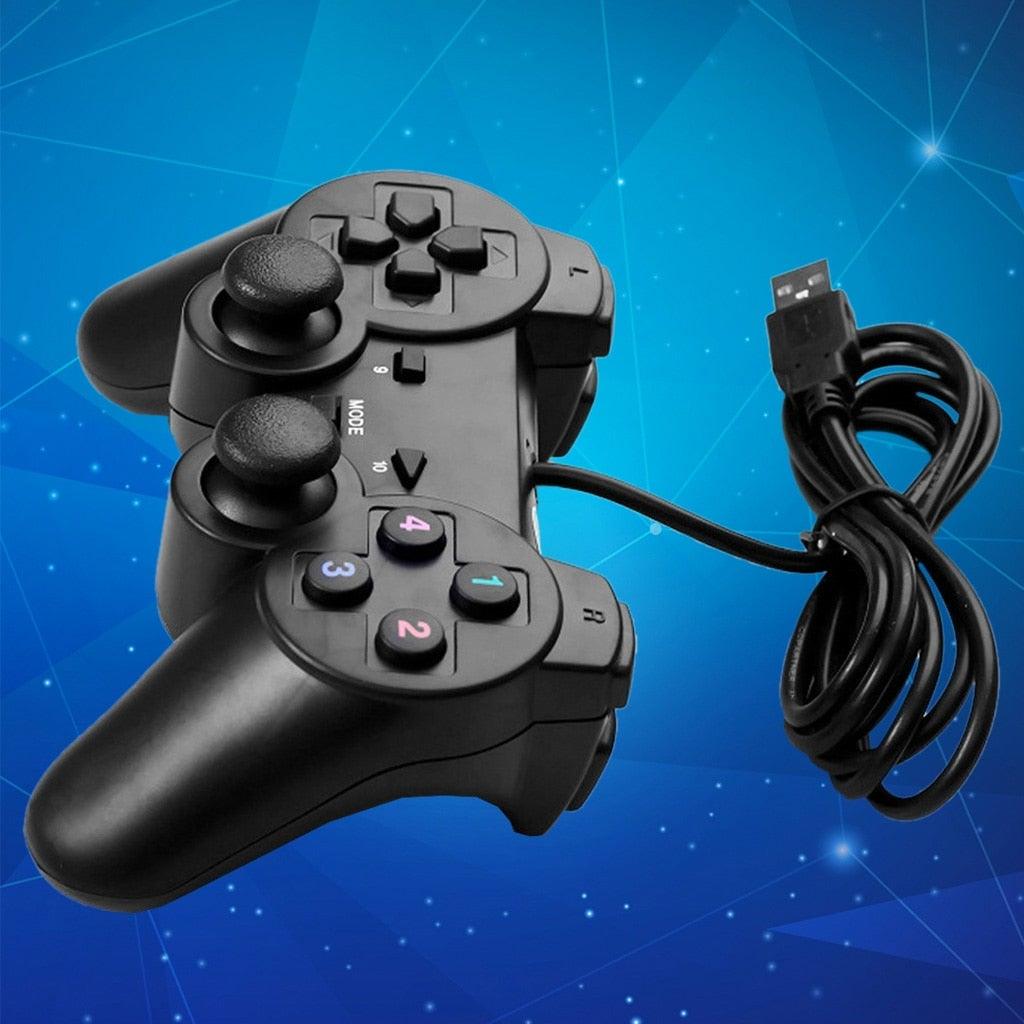 Black Solid Wired Vibration Joystick Gamepad Handle Controller Compatible With PC Laptop Computer