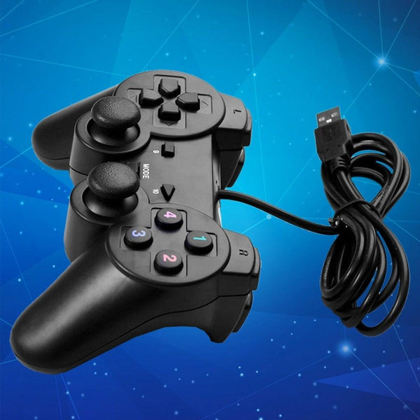 Black Solid Wired Vibration Joystick Gamepad Handle Controller Compatible With PC Laptop Computer