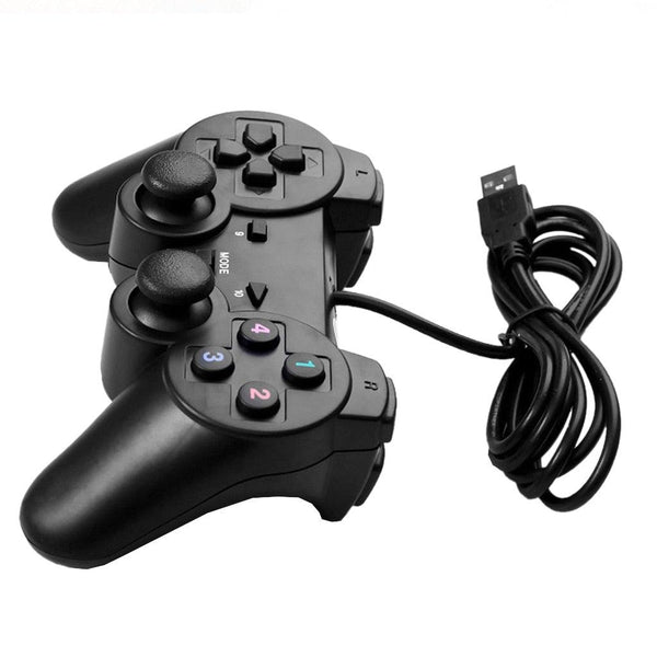 Black Solid Wired Vibration Joystick Gamepad Handle Controller Compatible With PC Laptop Computer