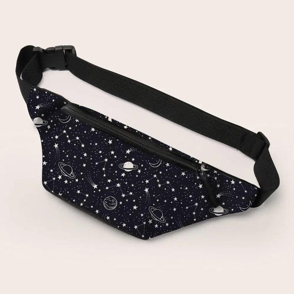 Black Starry Night Printed Fashion Fanny Pack Bum Bag For Daily Use Travel Stylish Belt Bag Waist Bag For Sports And Casual Use Festival Belt Waist Bag For Traveling