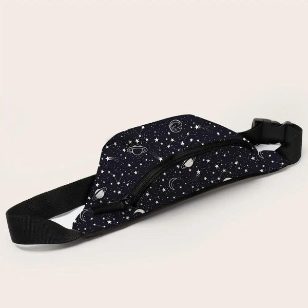 Black Starry Night Printed Fashion Fanny Pack Bum Bag For Daily Use Travel Stylish Belt Bag Waist Bag For Sports And Casual Use Festival Belt Waist Bag For Traveling