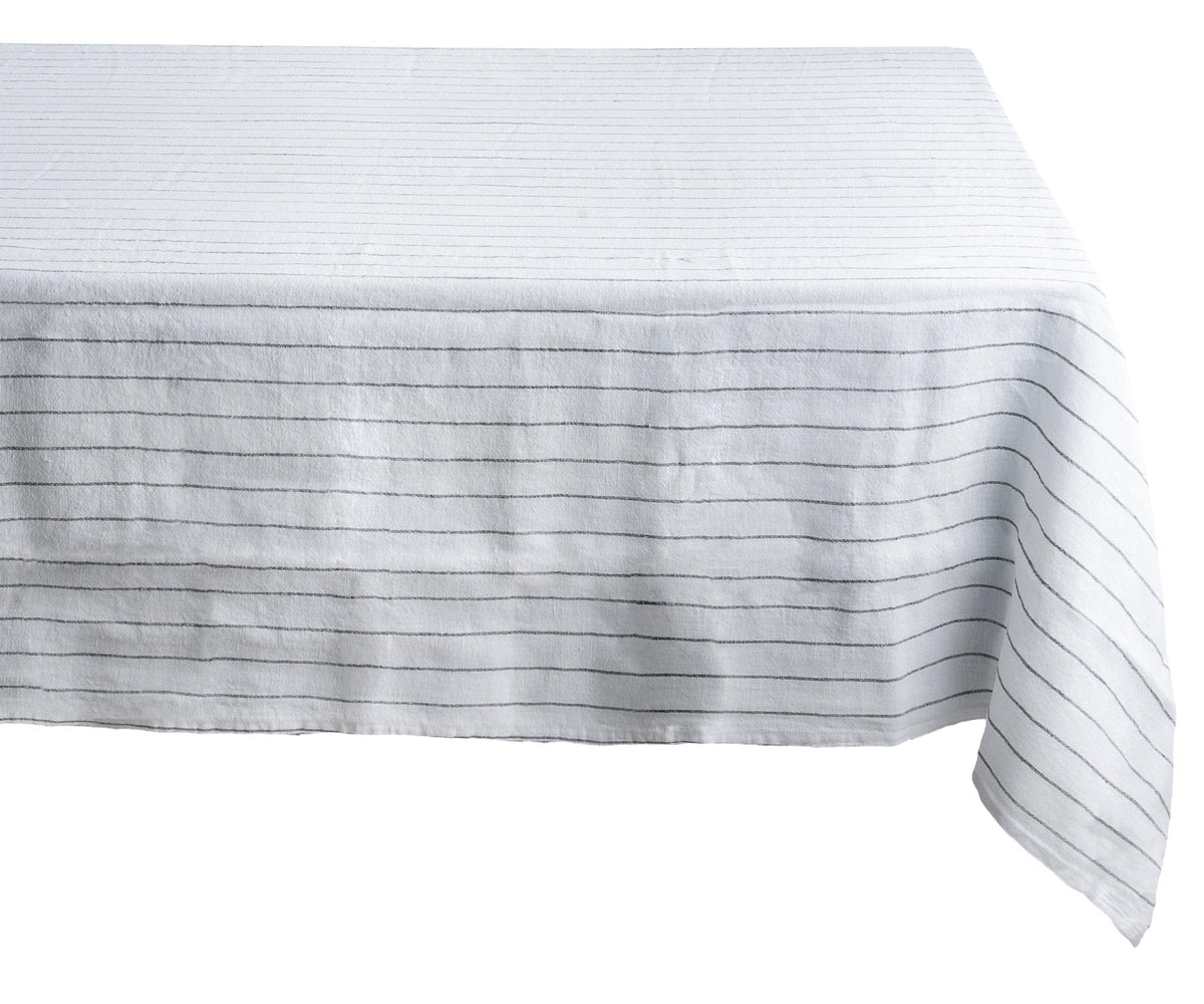 Black Striped Linen Tablecloth