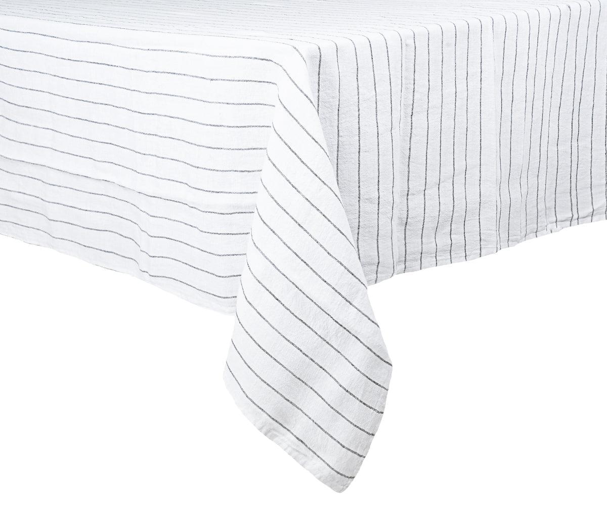 Black Striped Linen Tablecloth