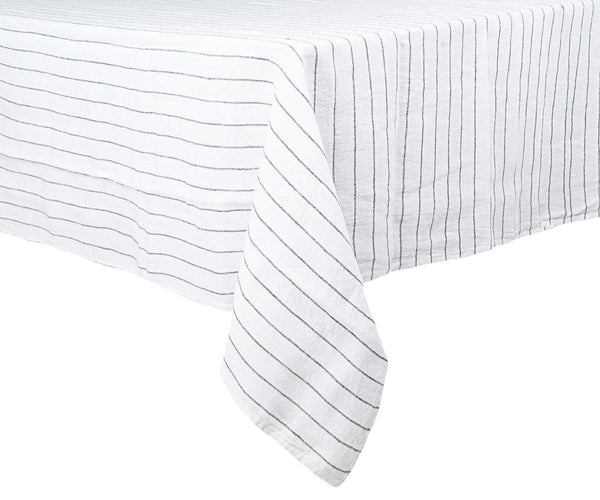 Black Striped Linen Tablecloth