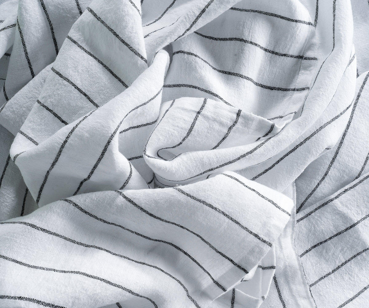 Black Striped Linen Tablecloth