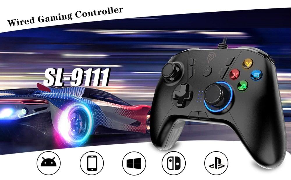 Black Sustainable Wired Joystick Game Controller With Customized Buttons Programable With PC Laptop