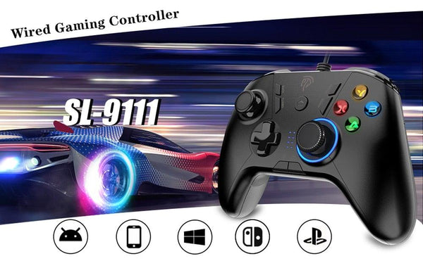 Black Sustainable Wired Joystick Game Controller With Customized Buttons Programable With PC Laptop