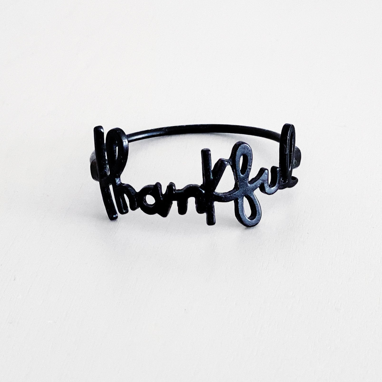 Black Thankful Napkin Ring