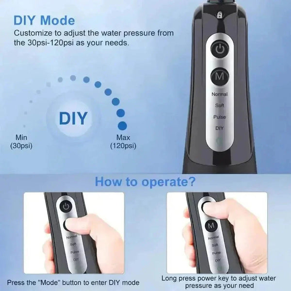 Black USB Rechargeable Dental Water Flosser