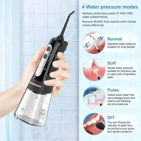 Black USB Rechargeable Dental Water Flosser