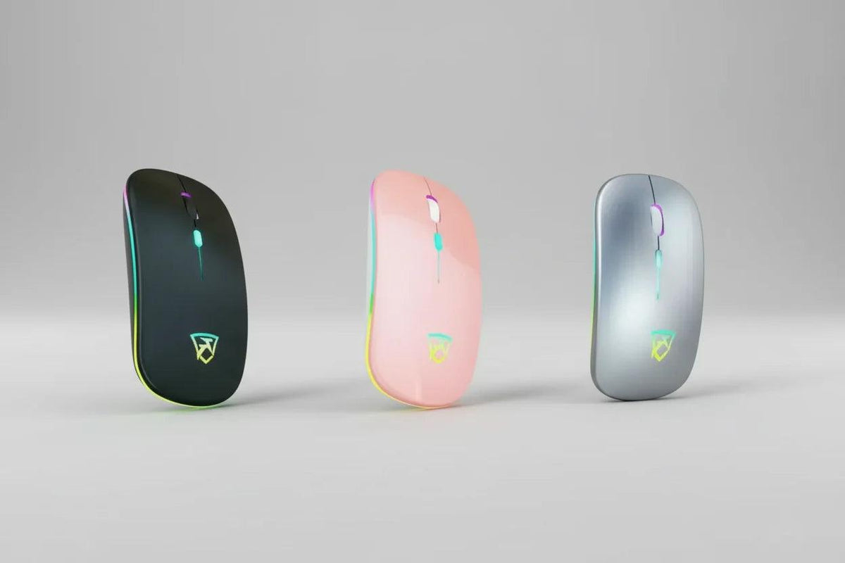 Black RGB Wireless Mouse - USB Rechargeable LED Wireless Gaming Mouse
