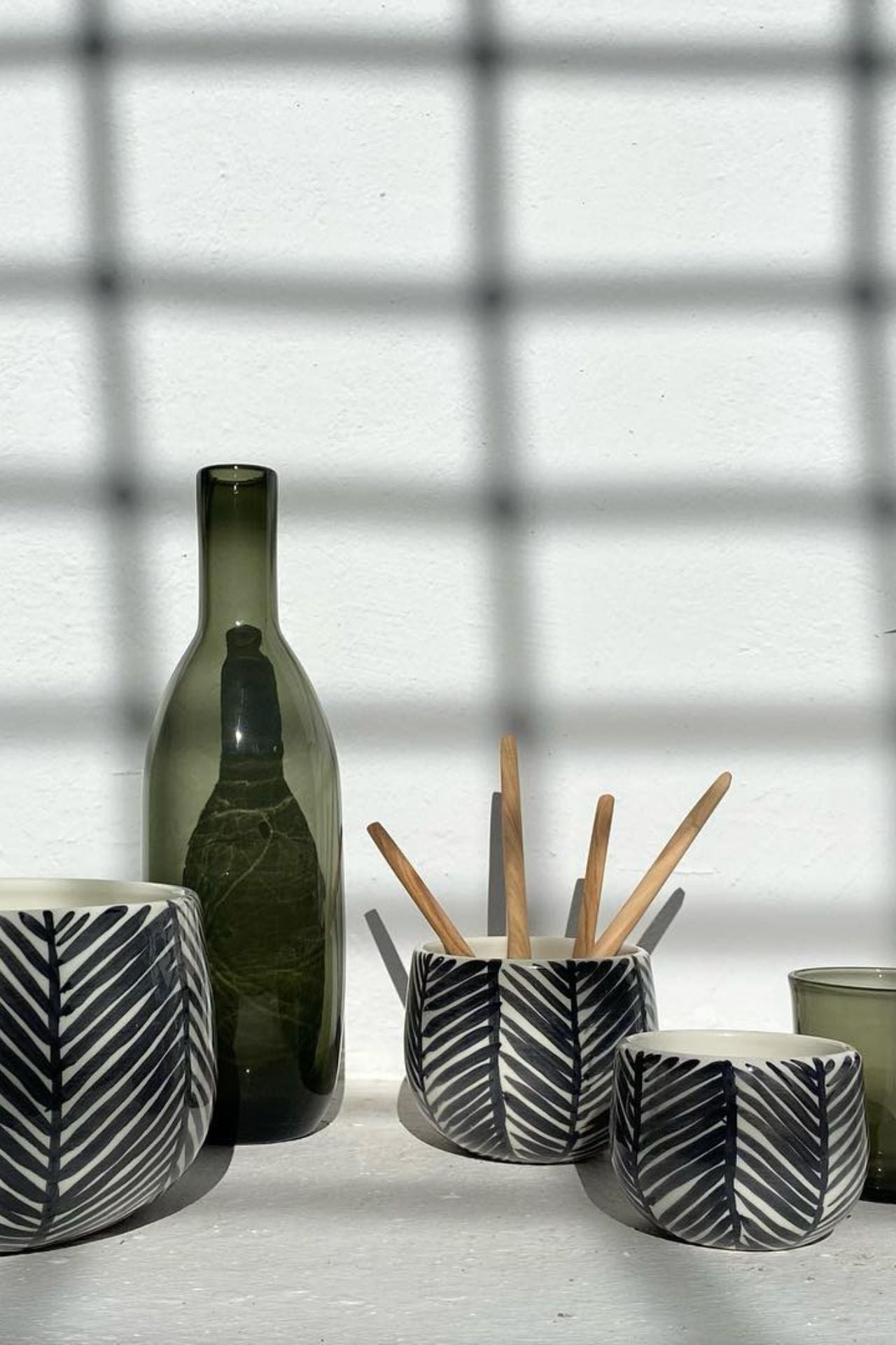 Black & White Ceramic Serving Bowl Set of 3